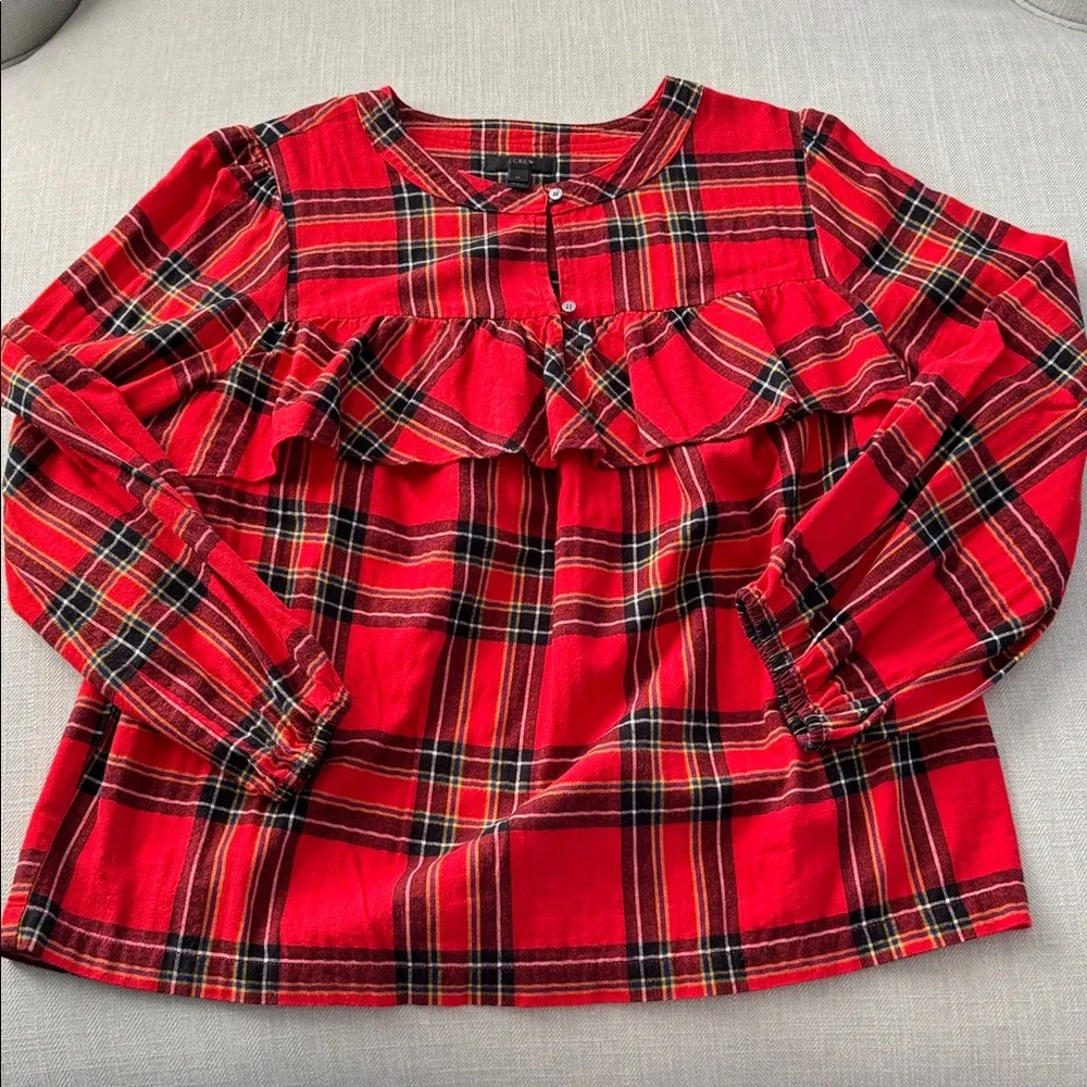J. Crew Red Plaid Women's Blouse  size: M NWOT ✨